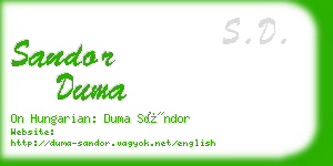 sandor duma business card